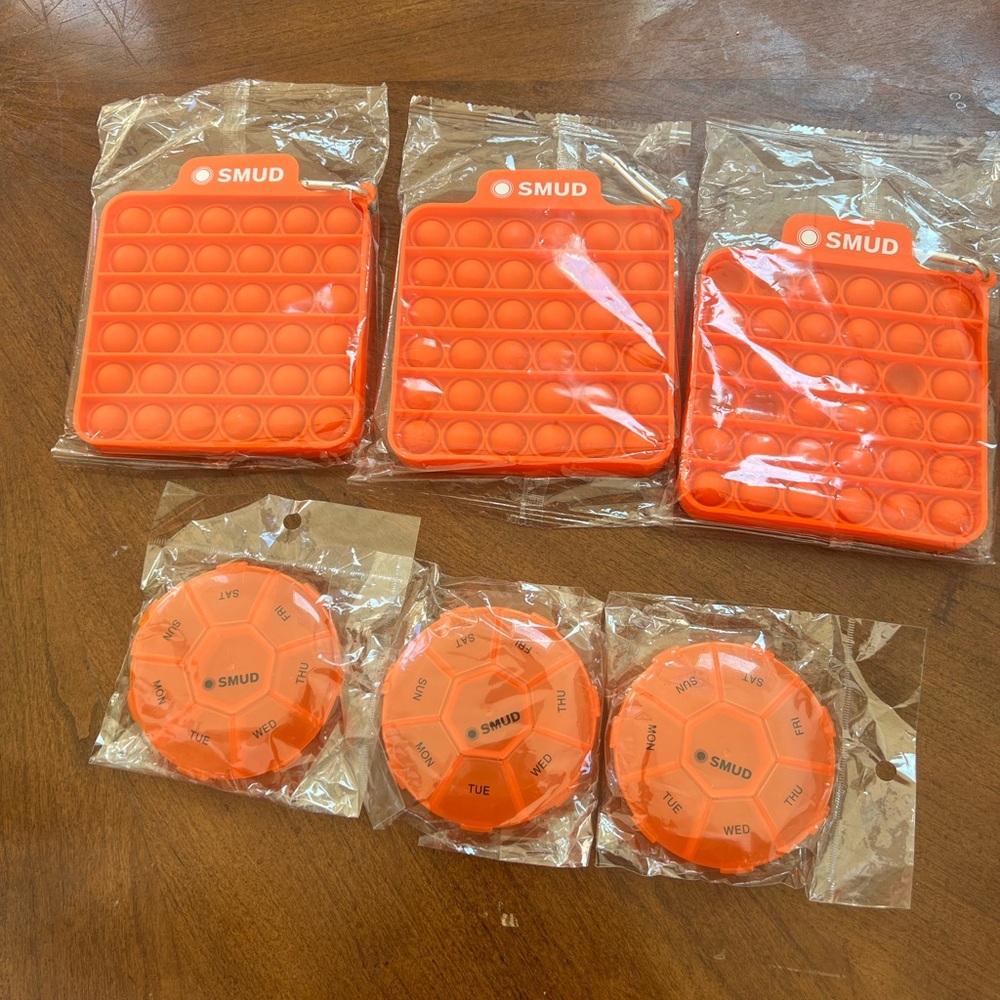 SMUD Orange Pop-It Fidget Squares & Pill Organizers